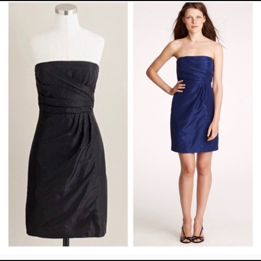 J. Crew Selma Silk Taffeta Strapless Dress size 2 Bridesmaid Formal dance